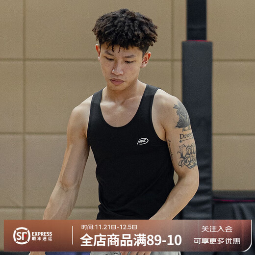 NICEID PRO sports quick-drying tight vest men's American basketball training loose breathable abdominal fitness clothing track and field running black sweat-absorbent and quick-drying M