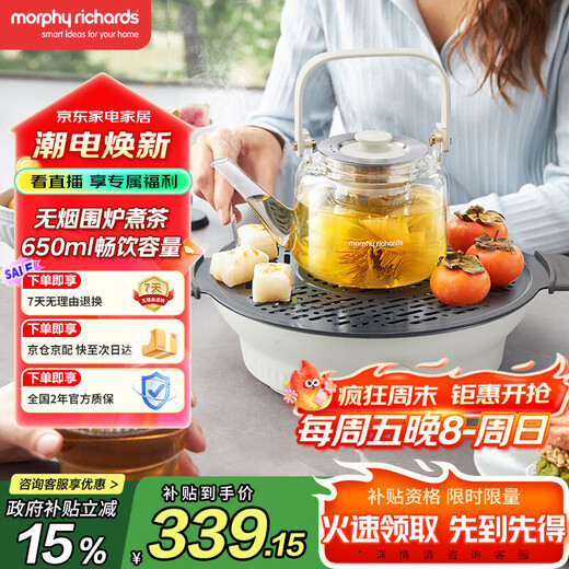 Morphyrichards Health Kettle Electric Ceramic Stove Tea Maker Tea Maker Multifunctional Fireplace Tea Maker Black Tea Flower Tea Maker Tea Steamer No Choice of Utensils 0.65L MR6083 White