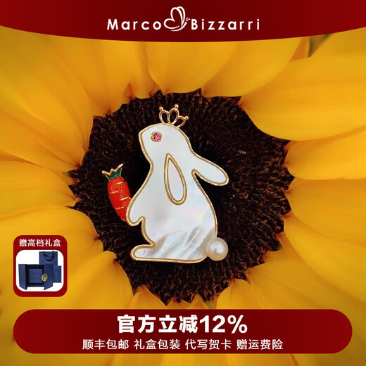 Marco Bizzarri's birthday gift: divination rabbit brooch, high-end female cute rabbit, girl's mother-of-pearl corsage, anti-exposure pin, 520 gift for girlfriend, birthday gift for best friend