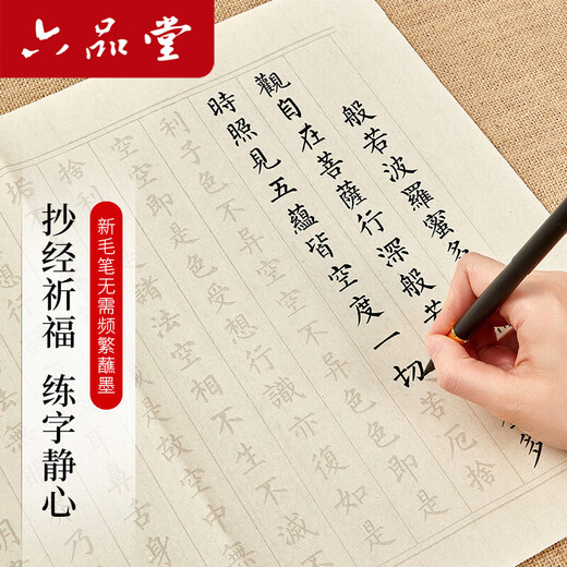 Liupintang Heart Sutra copybook fountain pen style calligraphy copybook meditation small regular script copy practice sticker book adult soft pen red calligraphy sutra hand copy half-cooked 90 times set