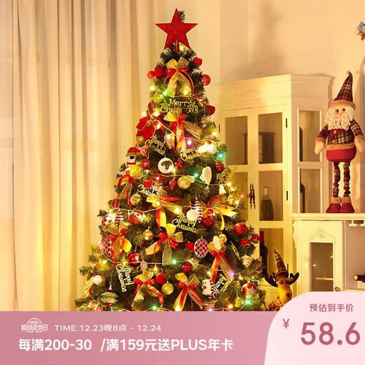 Xinxin Jingyi Christmas tree Christmas decorations encrypted luxury home shopping mall door safety tree lantern light tree 1.5m