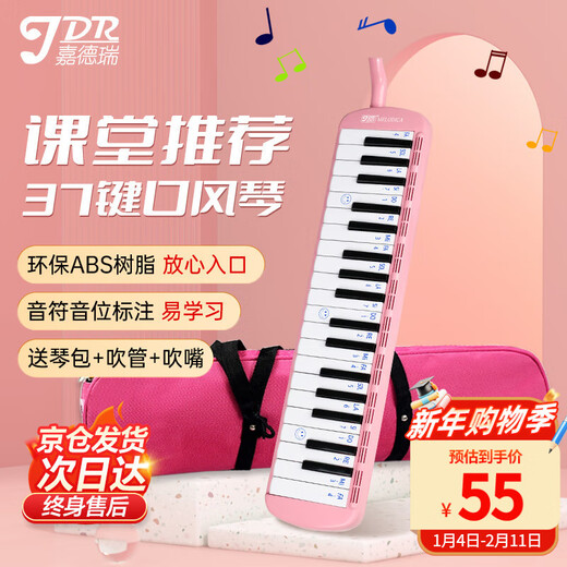 JDR mouth organ 37 keys for beginners, primary school students, children, adults, professional performance, classroom teaching, wind instruments, pink