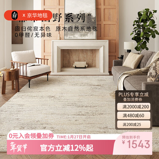 Jinghua carpet living room 2025 new wabi-sabi style light luxury high-grade waterproof and anti-fouling easy care home bedroom bedside floor mat Mamo 300cm*450cm original designer model