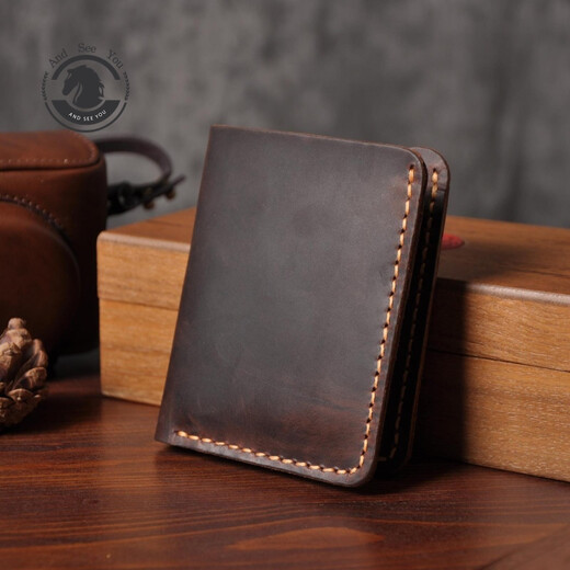Andseeyou Brand Fabriqué à la main Crazy Horse Wallet Men Men's Brand Money Chuck Couche Cow Hide Card Sac Id Sac authentique portefeuille en cuir horizontal