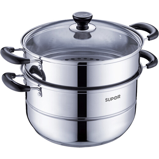 SUPOR pot set, wok, soup pot, frying pan, knife, spatula, spoon, 304 stainless steel steamer, kitchen utensil set, sixteen-piece set