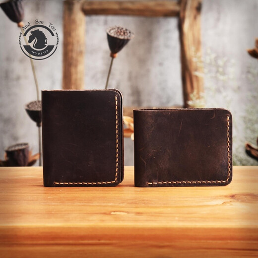 Andseeyou Brand Fabriqué à la main Crazy Horse Wallet Men Men's Brand Money Chuck Couche Cow Hide Card Sac Id Sac authentique portefeuille en cuir horizontal