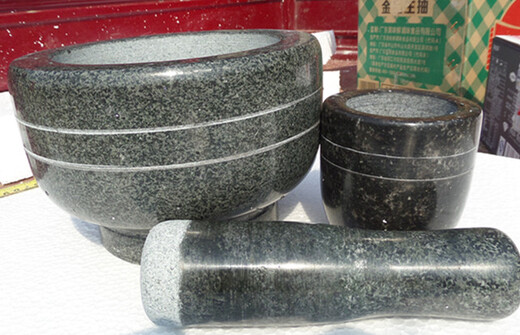 Qi Huijie bluestone mortar household extra large 22 cm rice cake pounder pepper garlic pounder medicine jar pounder bowl