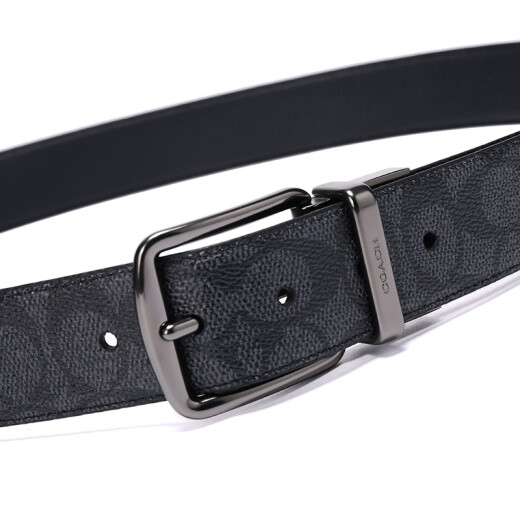 Gift your boyfriend COACH luxury men's counter coated canvas pin buckle reversible belt belt carbon gray black 64077CQBK42
