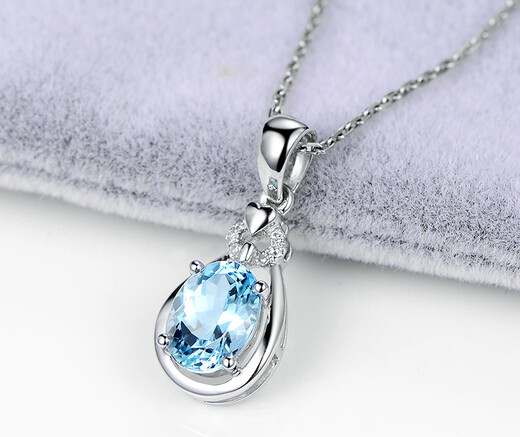 Millais Jewelry 1.30 carat aquamarine pendant for women 18K gold diamond necklace with colored gemstones as a birthday gift for girlfriend. Chain not included. Necklace can be customized.