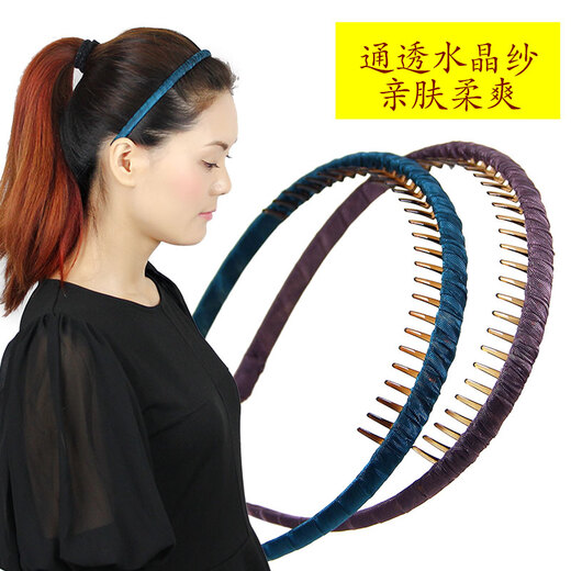 AiChoice headband, Korean version, hand-sewn headband with toothed edges, hair accessories, pressed floral hairpin for women, fashionable dark red