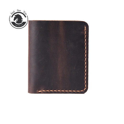 Andseeyou Brand Fabriqué à la main Crazy Horse Wallet Men Men's Brand Money Chuck Couche Cow Hide Card Sac Id Sac authentique portefeuille en cuir horizontal