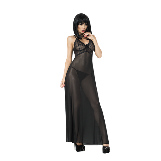 Chilirose importierte sexy Dessous sexy Pyjamas schlitz langen Rock offenen Stich und undichtende Brüste sexy transparente BH Unterwäsche Hosentuch Kurzrock Tanga Anzug Schwarz CR-3883 Schlitz Langrock S/M kleine Größe 95-120jin [Jin gleich 0,5 kg], 155-172cm