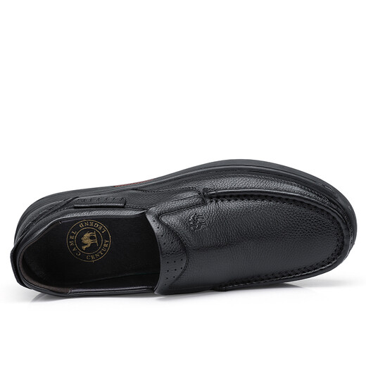 Camel (CAMEL) leather shoes men's business casual shoes autumn and winter genuine leather high-end plus velvet slip-on cowhide dad shoes for men G14A545711 black 42