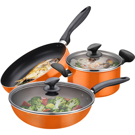 SUPOR pot set, wok, soup pot, frying pan, knife, spatula, spoon, 304 stainless steel steamer, kitchen utensil set, sixteen-piece set