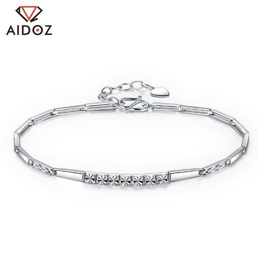 Aido Diamond pt950 platinum bracelet for women, fashionable platinum shiny bamboo flower bracelet gift for girlfriend, weight 9.0-9.2g, length 16+2cm