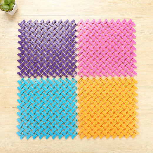 Zhengba Colorful Bigfoot Bathroom Spliced Floor Mat Waterproof Floor Mat Freely Spliced Bathroom Anti-slip Mat Kitchen Cuttable Floor Mat Bathroom Partition Water Floor Mat Shower Royal Blue 25*25cm