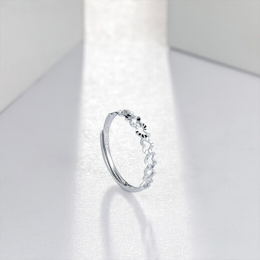 Saturday Fortune (ZLF) PT950 platinum ring for women, shiny hollow love ring for girlfriend, size 14-1.30g