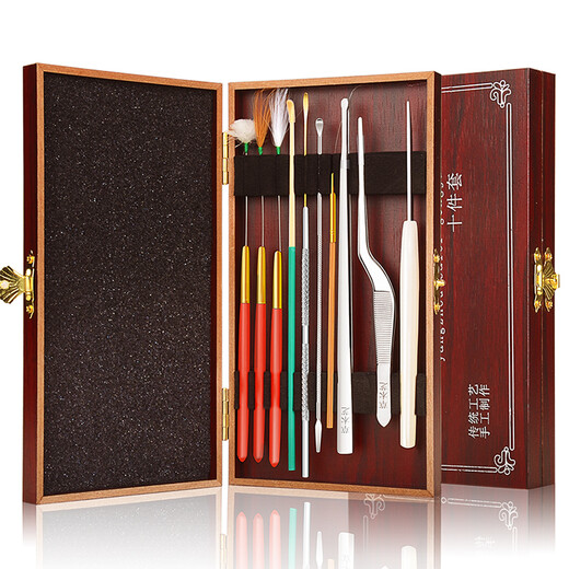 Zhongfuyuan Ear picking tool set goose feather stick ear cleaner with lamp ear digging spoon children's luminous ear spoon visual ear cleaner flower bag sound needle set + headlight + ear expander + air blow + luminous ear spoon