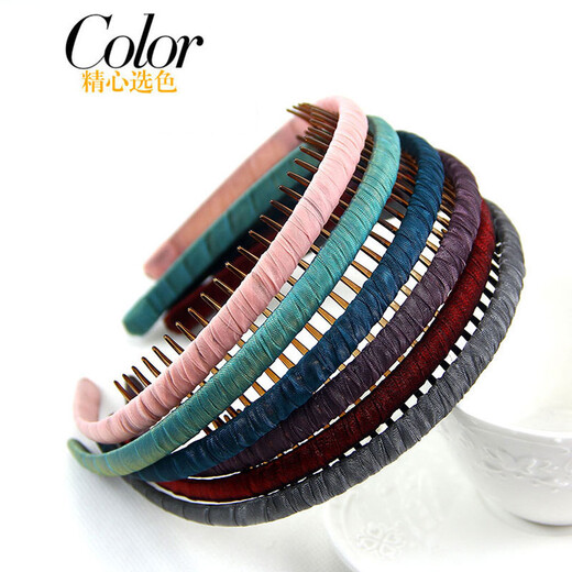 AiChoice headband, Korean version, hand-sewn headband with toothed edges, hair accessories, pressed floral hairpin for women, fashionable dark red