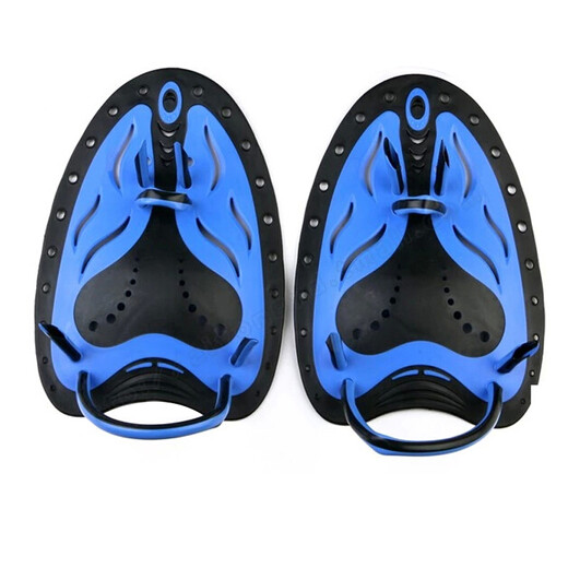Swimming hand fins, paddling palms, used for swimming and paddling training for adults, silicone soft-sided hand fins, adjustable, beautiful and harmless, swimming equipment, blue L