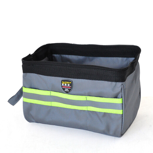 FASITE tool bag small storage bag small portable portable double-layer thickened hardware parts stationery wash bag tool bag Oxford cloth electrician bag portable silver small 9 inch 24*13*16.5 cm