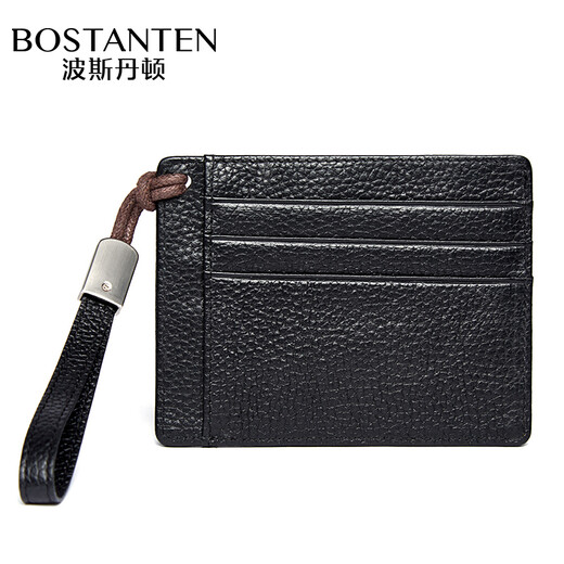 Pers Denton Card Bag Visitenkartenhalter, Erste Schicht Cowide Herren -Führerschein Lederbanken Bankkarte Halter Brieftasche Schwarz