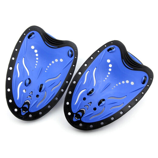 Swimming hand fins, paddling palms, used for swimming and paddling training for adults, silicone soft-sided hand fins, adjustable, beautiful and harmless, swimming equipment, blue L