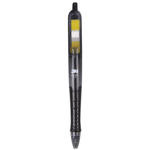 3M 6支装 0.5mm 抽取指示标签中性笔  695-BK 备考笔 黑色笔 黄色标签