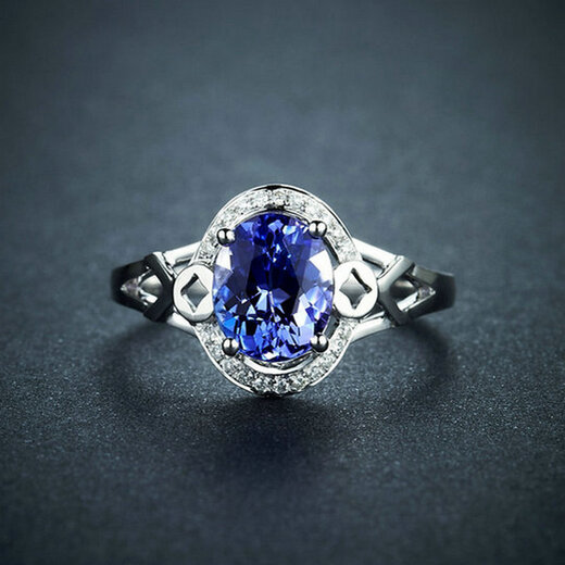 Lescreation Lisa Jewelry 1.45 carat natural tanzanite diamond ring for women white 18K gold diamond inlaid with blue gemstones 1.45 carat tanzanite ring 4A grade