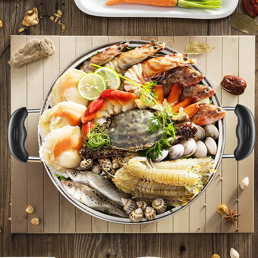 SUPOR 304 stainless steel compound bottom soup pot hot pot 30CM gas stove open flame induction cooker universal 5.3L (suitable for 3-6 people) ET30BS01- 30cm