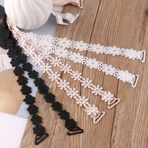Shoulders Hollow Lace Flower Bra with Underwear Straps Invisible Shoulder Straps Women's Accessories Lace Cross Beauty Back Halter White Daisy