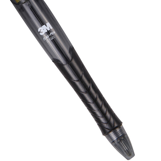 3M 6支装 0.5mm 抽取指示标签中性笔  695-BK 备考笔 黑色笔 黄色标签