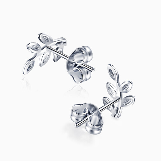 Pt.Charm platinum earrings for women pt950 platinum green branches literary style simple versatile personalized earrings cute gifts for girlfriends ready stock 1.8-1.9 grams a pair