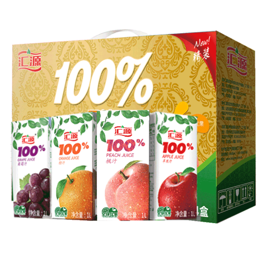 Huiyuan JD.com customized youth version 100% juice 1LX4 box mixed flavor hardcover gift box [Huiyuan Juice Flagship Store]