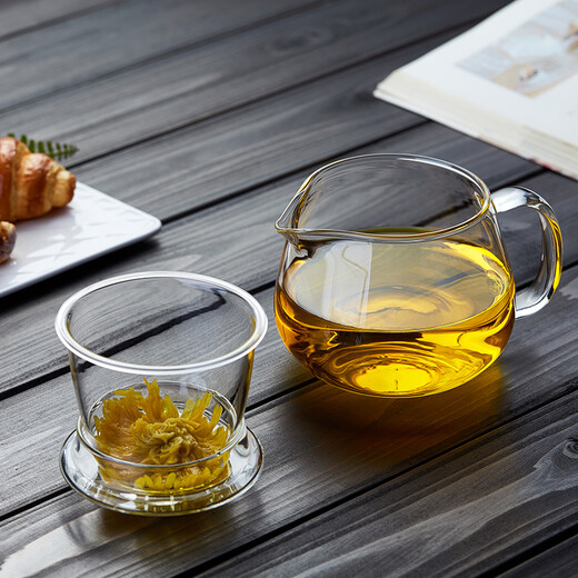 Shimiler heat-resistant glass teapot, one pot, two cups, teapot, master cup, tea water separation, office cup with filter, teapot, single pot (transparent)