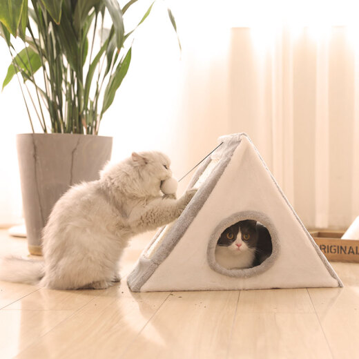Huayuan Pet Toy (hoopet) pet cat toy triangle claw claw cat climbing frame cat hole cat nest claw grinding vent cat shelf leisure toy L
