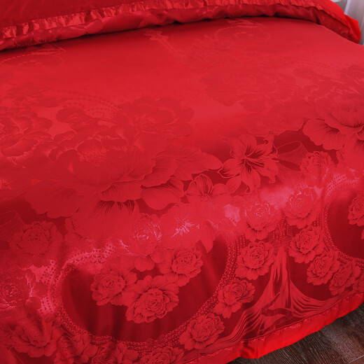 Sabor de ensueño gongshun color real jacquard de algodón bordado conjunto de cuatro piezas de cuatro piezas cubierta de edredón bordado bordado de algodón de algodón puro