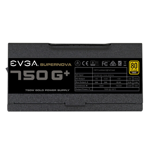 EVGA rated 750WG + computer power supply (80PLUS gold medal/full module/10-year warranty/DBB bearing fan/all-Japanese capacitor desktop host power supply)