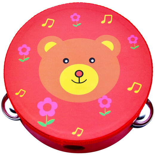 Internet boy Qibei children's Xinjiang dance props Orff professional percussion drummer rattle drum music kindergarten teachers use 14.5cm red bear