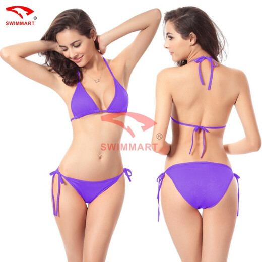 2019 Spring and Summer New Sexy Split Bikini Swimsuit Women Push-Up Sexy Swimsuit European and American Classic Fashion Purple One Size