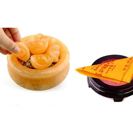 Qianfurui, treasure pot, wealth-gathering ornaments, natural topaz, large-sized opening craft gifts, 679D3, extra large size (base + basin + ingot) diameter 22cm, height 13cm