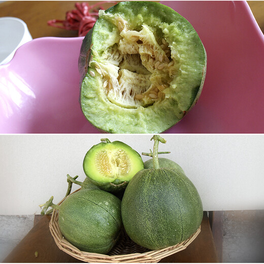 Zhongke Maohua melon, fruit and vegetable seeds rock sugar emerald melon seeds apple cantaloupe seeds thin skin super sweet sugar content 18 rock sugar emerald 600 capsules/bag
