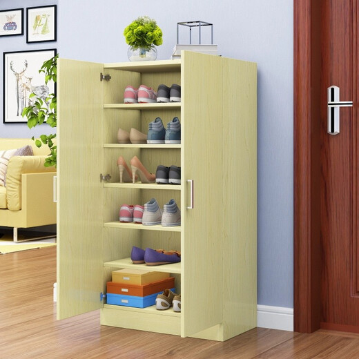 Guanxing-Schuhschrank große Kapazität Holzschuhschrank Schuhschrank Aufbewahrung mehrschichtiger Schuhschrank Hall Schrank Tür Schuhgepäckträger zwei-Türe warmes Weiß B Länge 60 Breite 32 Höhe 180