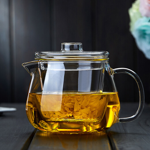 Shimiler heat-resistant glass teapot, one pot, two cups, teapot, master cup, tea water separation, office cup with filter, teapot, single pot (transparent)