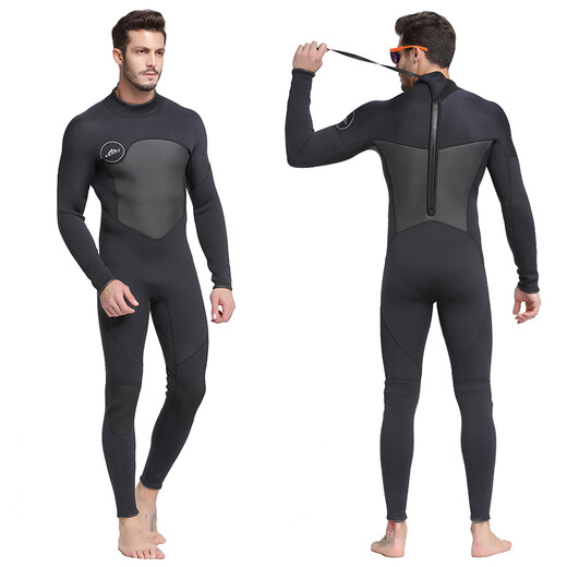 鲨巴特连体长袖1.5mm潜水服水母服浮潜服保暖冲浪服冬泳泳衣 1283黑色 M