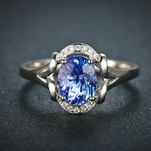 Lescreation Lisa Jewelry 1.5 Carat Tanzanite Diamond Ring Women's White 18K Gold Blue Gemstone Please note the ring number or contact customer service