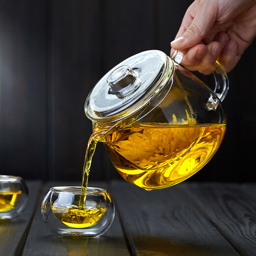 Shimiler heat-resistant glass teapot, one pot, two cups, teapot, master cup, tea water separation, office cup with filter, teapot, single pot (transparent)
