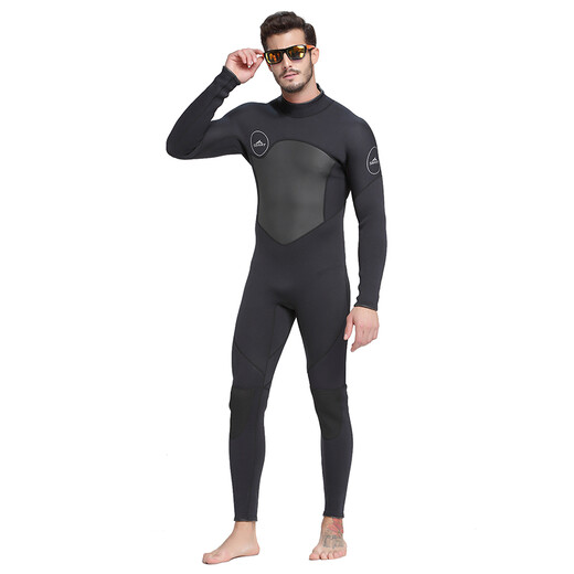 鲨巴特连体长袖1.5mm潜水服水母服浮潜服保暖冲浪服冬泳泳衣 1283黑色 M