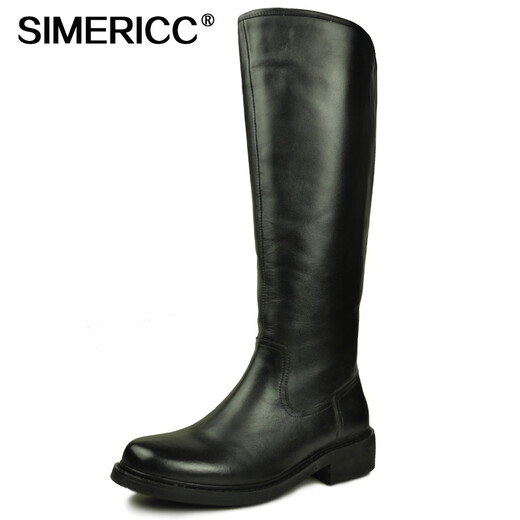 SIMERICC full leather military parade boots, one-foot military equestrian boots, men's motorcycle knight boots, genuine leather high tube boots 6629 black 41 (255mm)