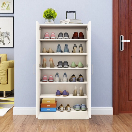 Guanxing-Schuhschrank große Kapazität Holzschuhschrank Schuhschrank Aufbewahrung mehrschichtiger Schuhschrank Hall Schrank Tür Schuhgepäckträger zwei-Türe warmes Weiß B Länge 60 Breite 32 Höhe 180